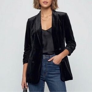 Express Black Velvet Open-Front Blazer Jacket
